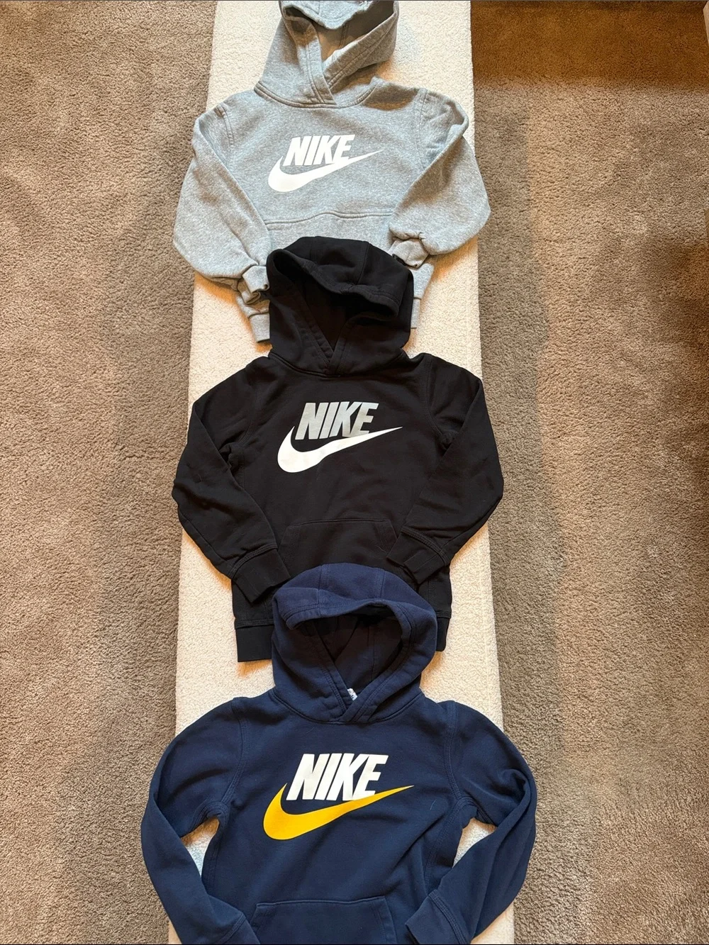 🔥Bundle of 3 Nike Kids Sweater Hoodie pullover! Sz 6-7 / S. Gray,Black,Blue.